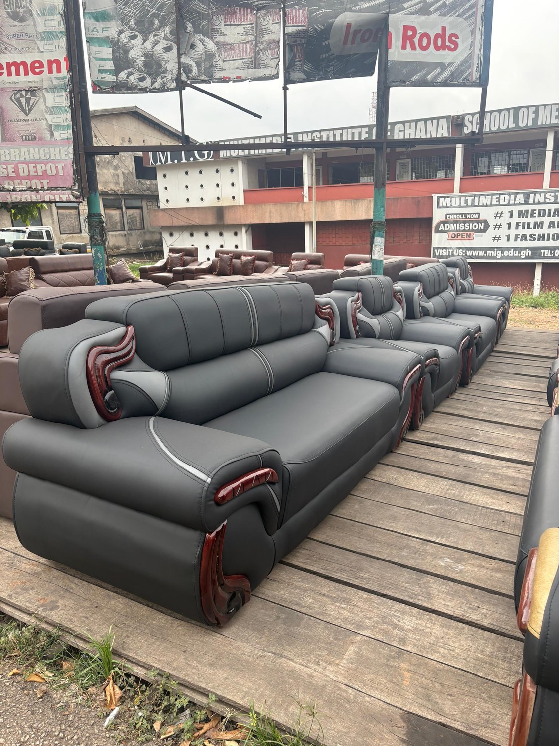 Furniture being made at the Joe's Tech Company workshop in Kumasi